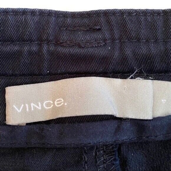 Vince Womens 4 Washed Japanese‎ Cotton Navy Blue Pants Straight Leg Minimalist - Picture 6 of 9